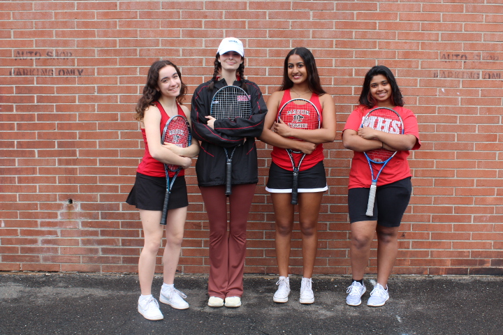 Masuk girls tennis team seniors are Katie Conley, Sophia Norton, Melanie Antony and Kayla Vijay.