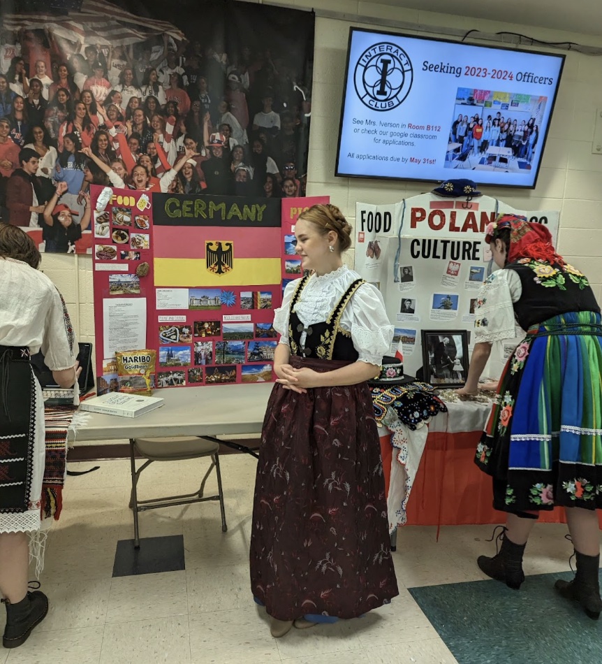 Anni Lehman, a German exchange student, at the German booth.
